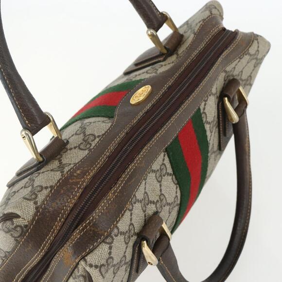 GUCCI GG Supreme Web Sherry Line Bag PVC Beige Gold 378 002 3839 Auth 151577 - Picture 6 of 16